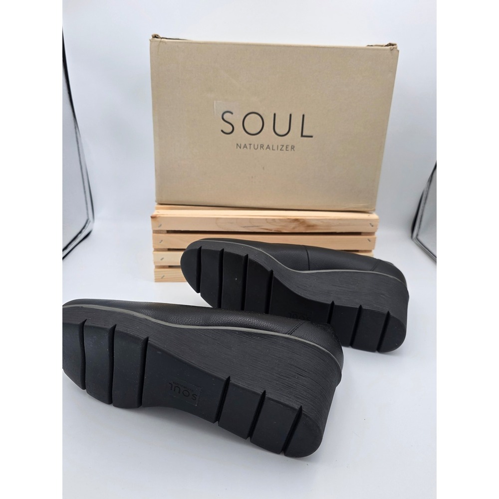 Soul Naturalizer Wedge Pump Women 9.5 Black Platform Comfort Slip On Shoes - Picture 6 of 6
